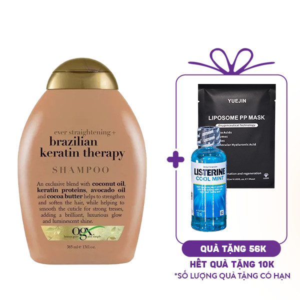 Dầu Gội OGX Ever Straightening + Brazilian Keratin Therapy Shampoo (385ml)