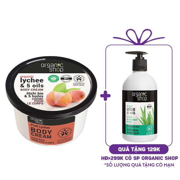 Kem Dưỡng Da Body Organic Shop Lychee & 5 Oil Body Cream (250ml)
