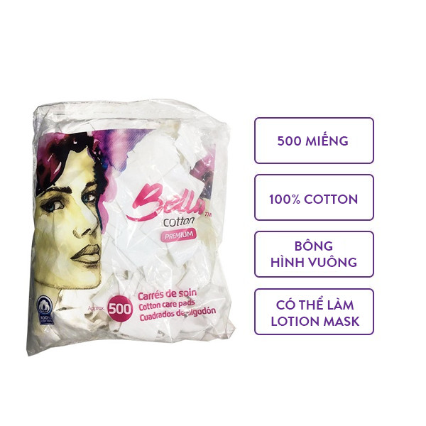 Bông Tẩy Trang Bella Cotton Premium (500 miếng)