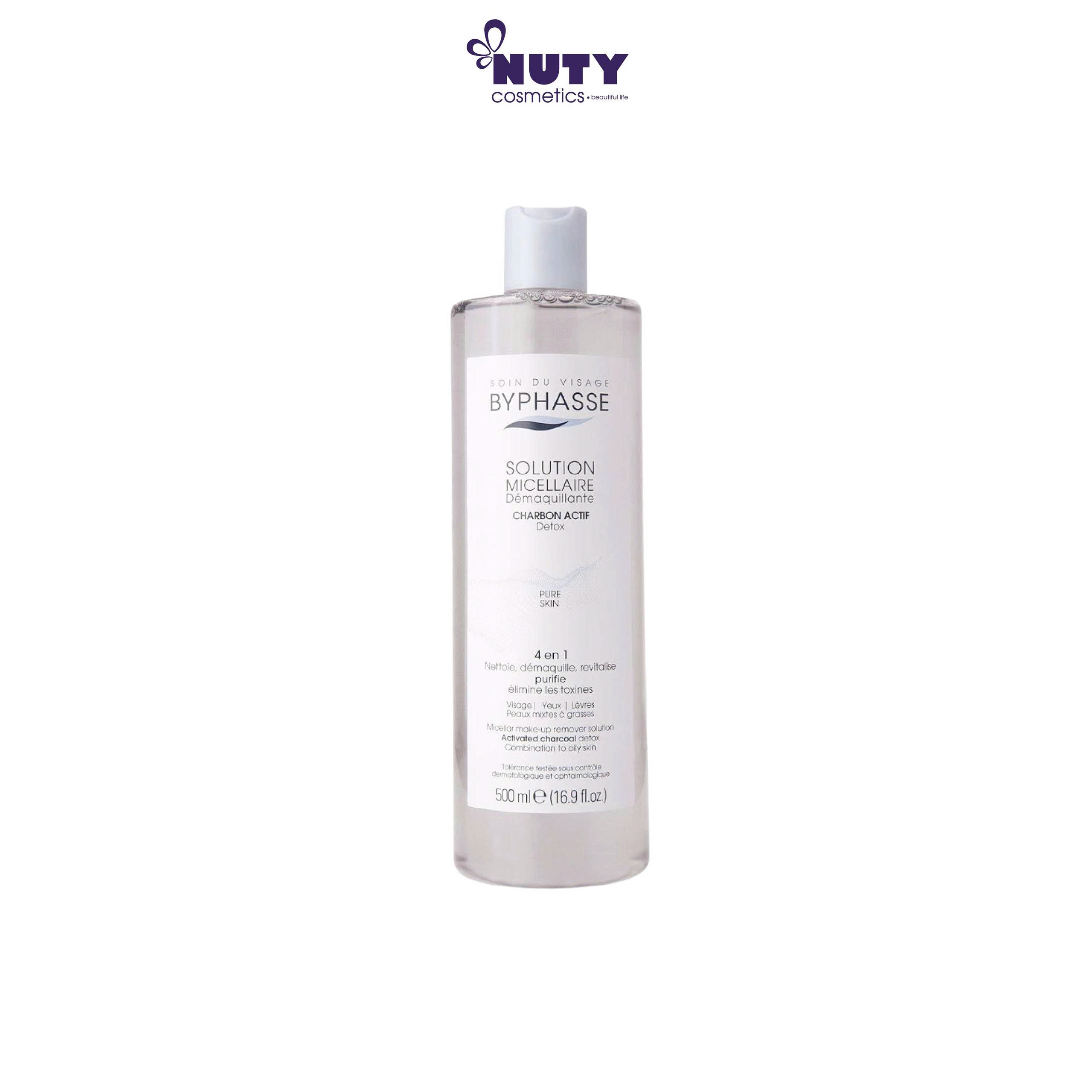 Nước Tẩy Trang Than Hoạt Tính Byphasse Solution Micellaire Charbon Actif Detox Pure Skin (500ml)