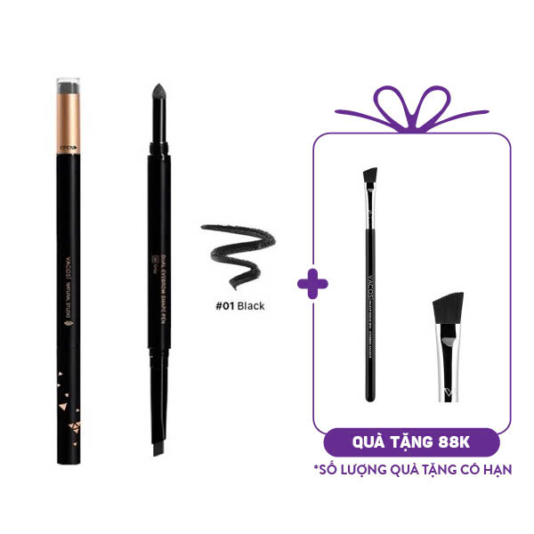Chì Kẻ Mày Định Hình Vacosi All In One #Black (5ml)