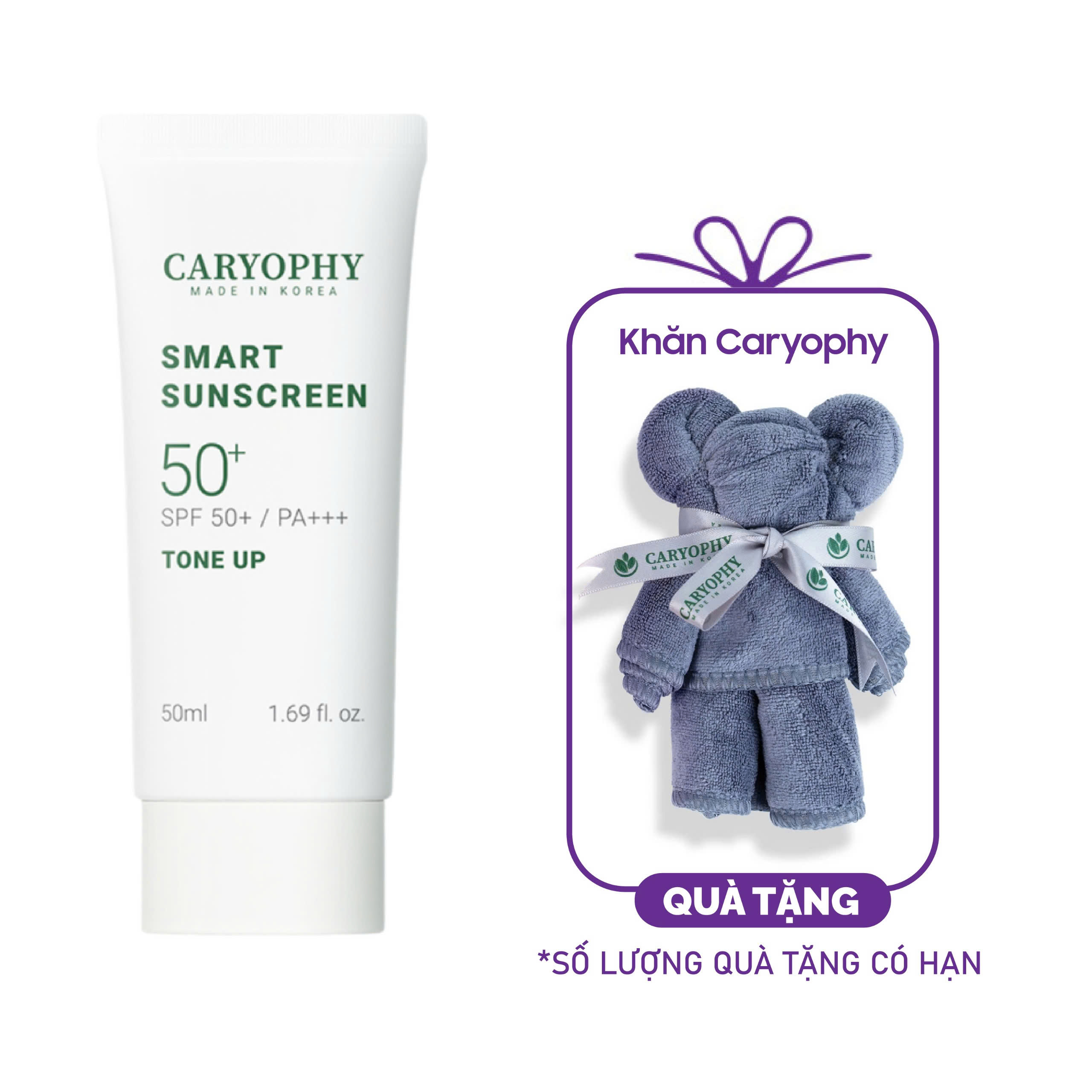 Kem Chống Nắng Hỗ Trợ Nâng Tone Caryophy Smart Sunscreen Tone Up SPF50+ PA+++ (50ml)