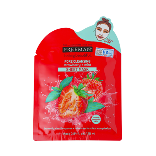 Mặt Nạ Freeman Làm Sạch Sâu Dâu Tây và Bạc Hà Pore Cleansing Strawberry & Mint Sheet Mask (25ml)