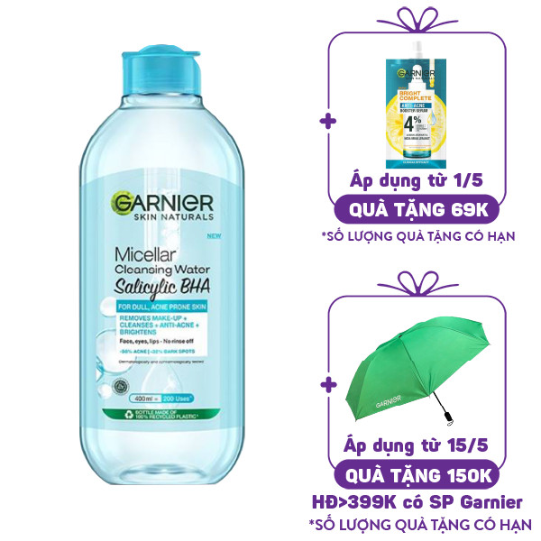 Nước Tẩy Trang Dành Cho Da Dầu Và Mụn Garnier Micellar Cleansing Water For Oily & Acne-Prone Skin New (400ml)
