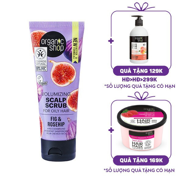 Tẩy Tế Bào Chết Da Đầu Organic Shop Volumizing Scalp Scrub For Oily Hair Fig And Rosehip (75ml)