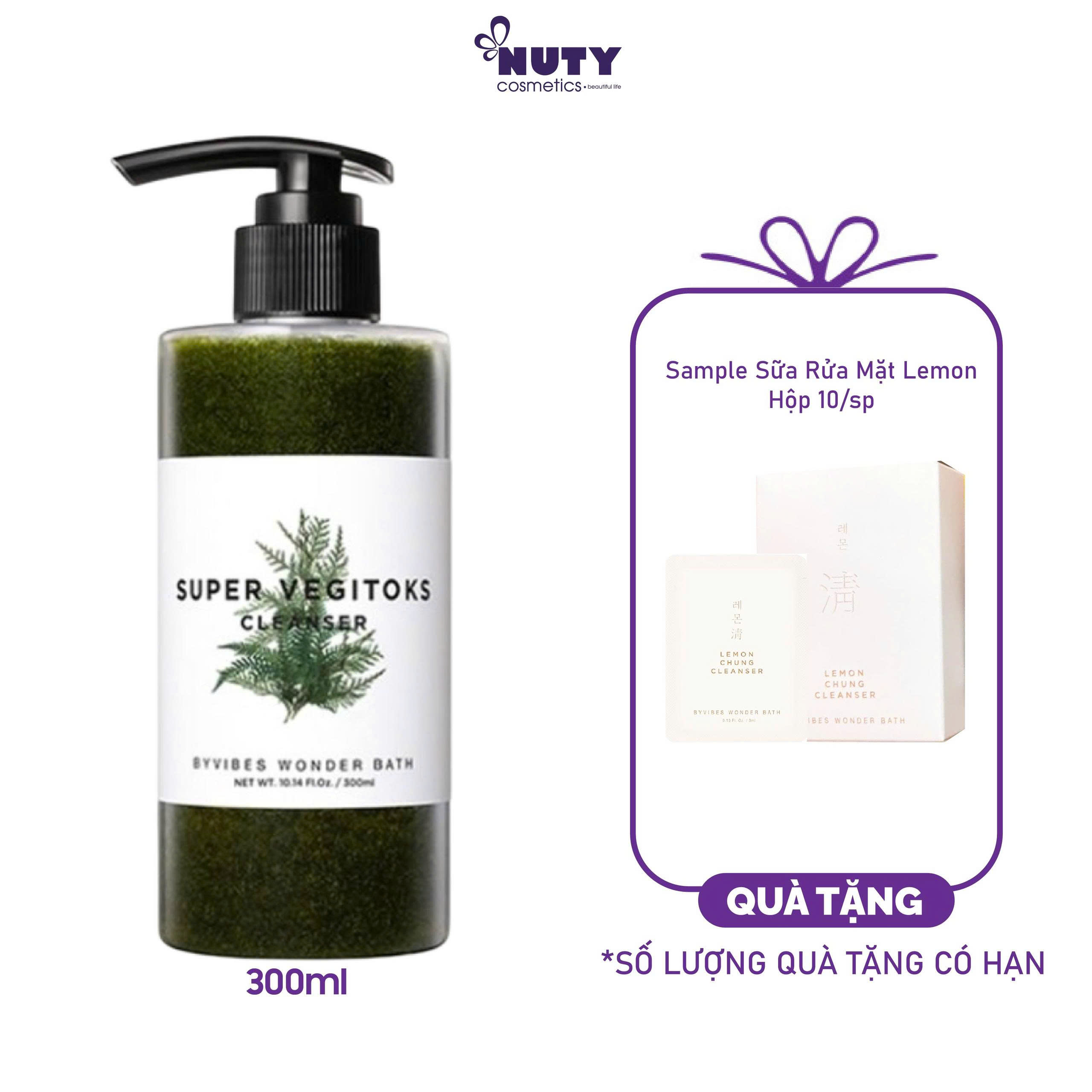 Sữa Rửa Mặt Rau Củ Thải Độc Byvibes Wonder Bath Super Vegitoks Cleanser Green (300ml) New