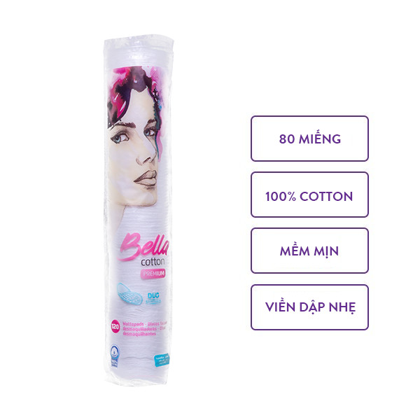 Bông tẩy trang Bella cotton Premium (120 miếng)
