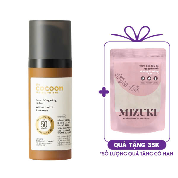 Kem Chống Nắng Cocoon Bí Đao Quang Phổ Rộng Winter Melon Suncreen SPF 50 + PA ++++  (50ml)