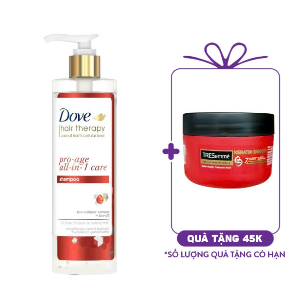 Dầu Gội Dove Tóc Phồng Dày & Ngăn Lão Hóa Hair Therapy Pro-Age All-In-1 Care Shampoo (380ml)