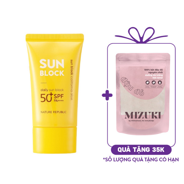Kem Chống Nắng Nature Republic Nâng Tone Tự Nhiên California Aloe Daily Sun Block SPF50+PA++++ (57ml)