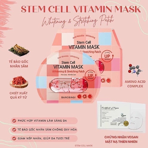 Mặt Nạ Banibagi Nâng Cơ Stem Cell Vitamin Mask Whitening & Stretching Patch (30g)