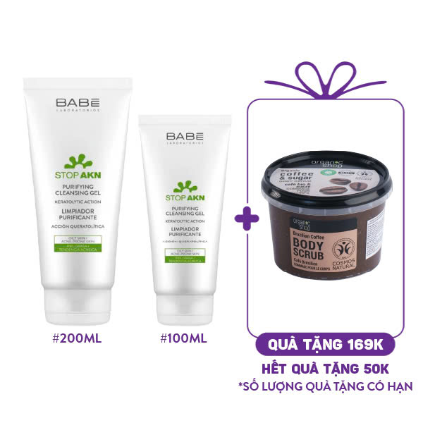 Sữa Rửa Mặt Làm Sạch Dịu Nhẹ Cho Da Dầu Mụn BABE Stop AKN Purifying Cleansing Gel (200ml)