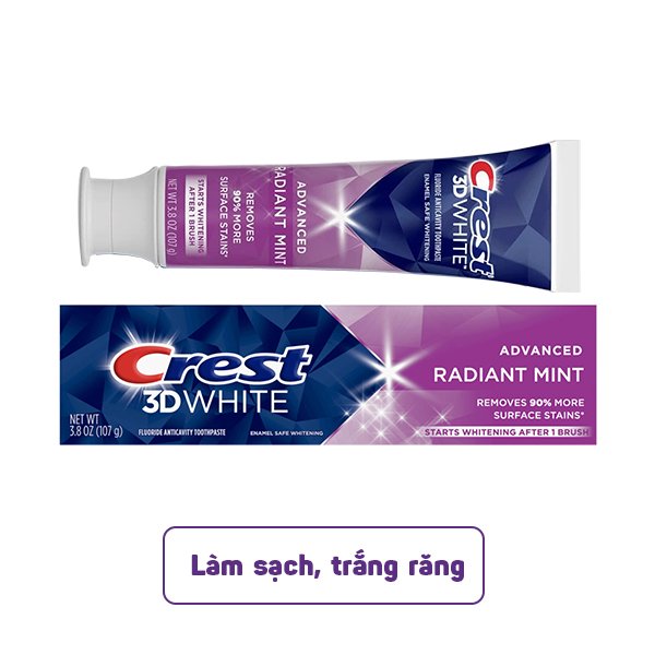 Kem Đánh Trắng Răng Crest 3D White Advanced Radiant Mint (107g)