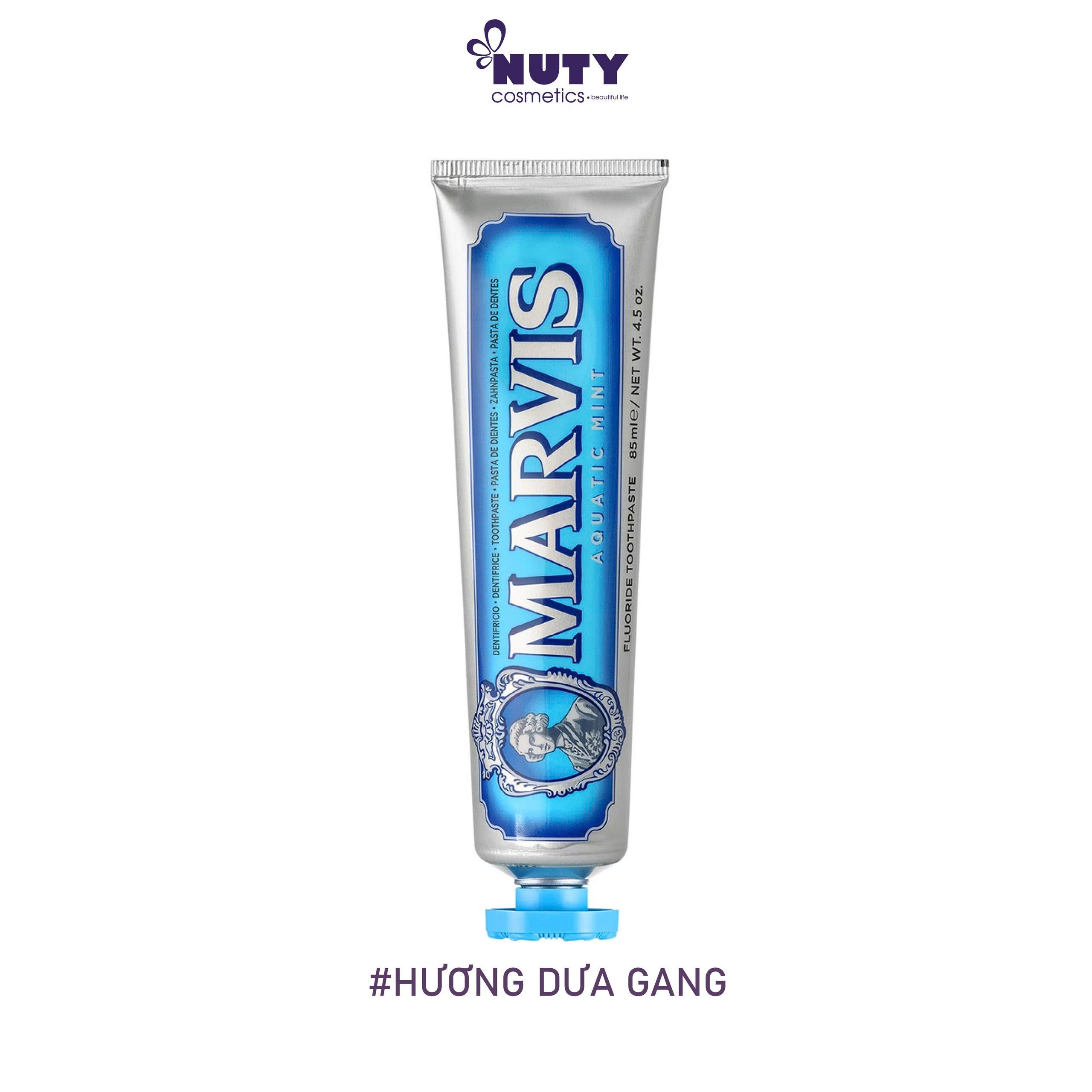 Kem Đánh Răng Marvis Xanh Dương Hương Dưa Gang Aquatic Mint Toothpaste (85ml)