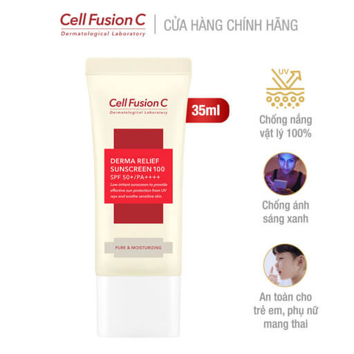 Kem Chống Nắng Chống Ánh Sáng Xanh Cell Fusion C Derma Relief Sunscreen 100 SPF50+/PA++++ (35ml)