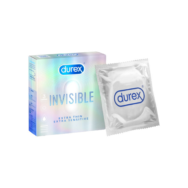 Bao Cao Su Siêu Mỏng Durex BCS Invisible Extra Thin Extra Sensitive - #Hộp 3 Condoms