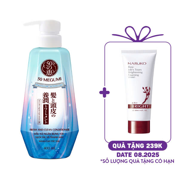 Dầu Xả Hỗ Trợ Ngăn Rụng Tóc, Sạch Sâu Và Thanh Mát 50 Megumi Fresh And Clean Conditioner (400ml)