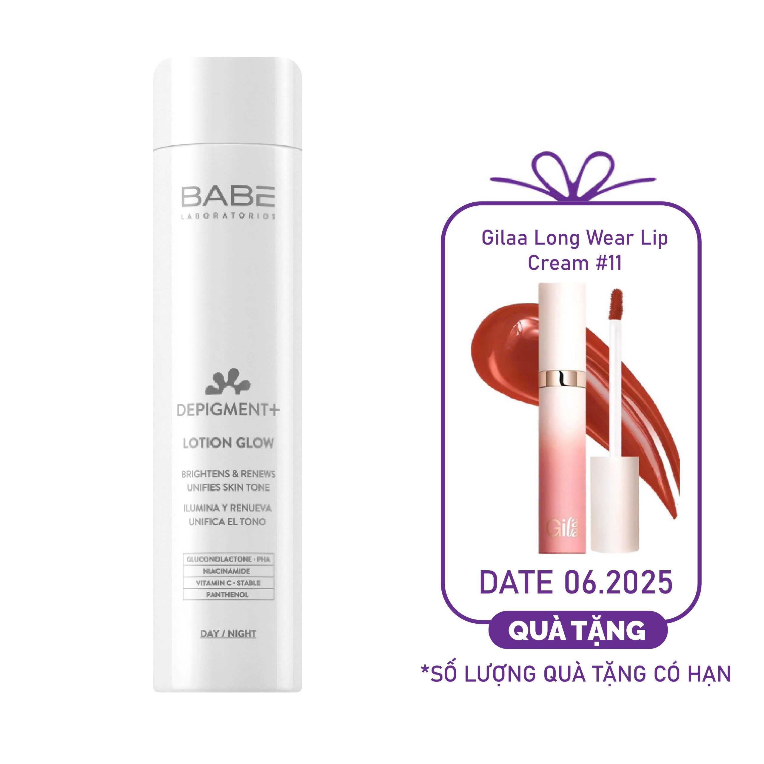 Lotion Dưỡng Sáng Và Làm Mờ Vết Thâm Nám Babe DEPIGMENT+ Lotion Glow Chai (150ml)