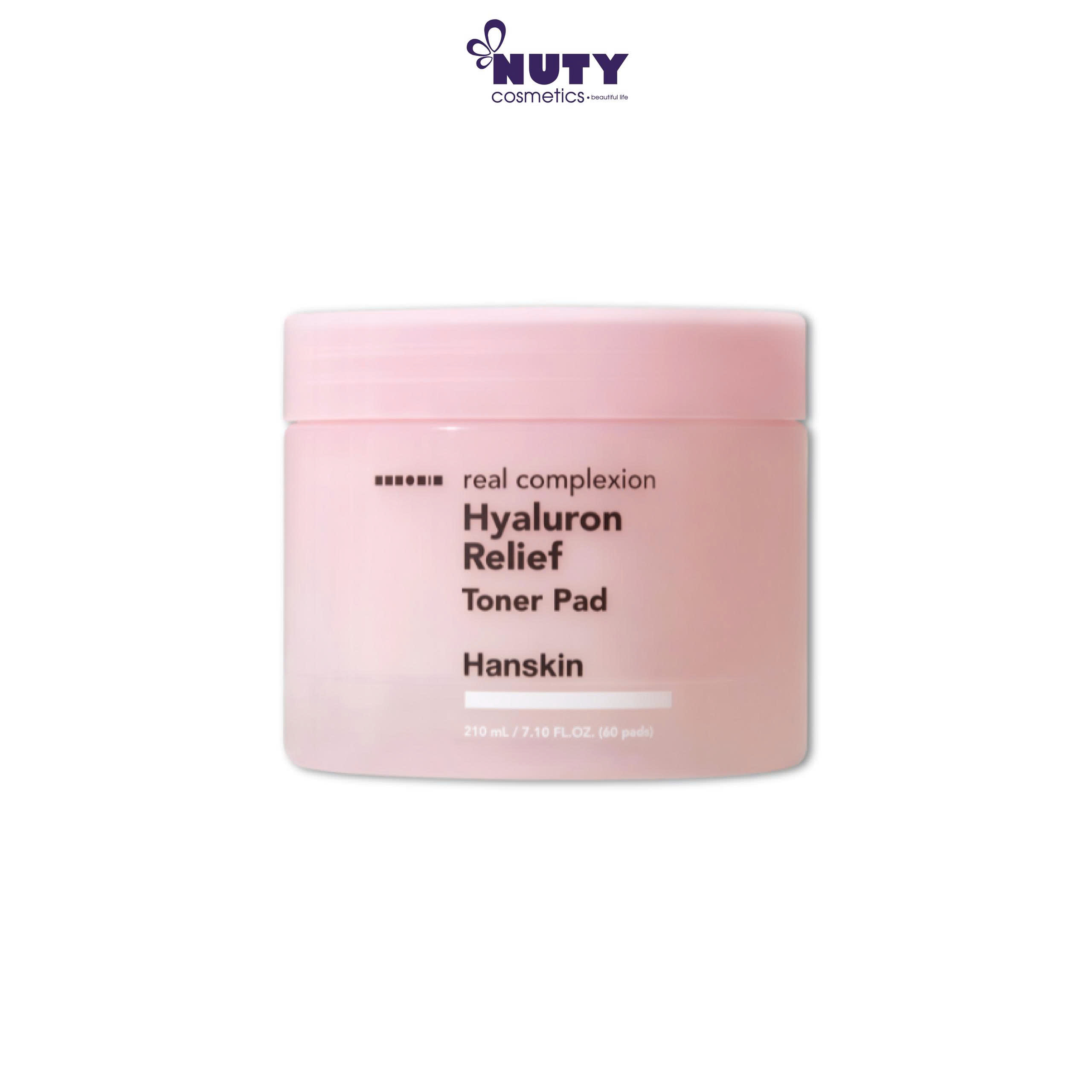 Toner pad cấp ẩm làm dịu da Hanskin Real Complexion Hyaluron Relief Toner Pad (60 Miếng/210ml)