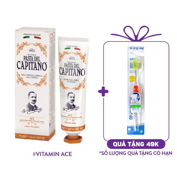 Kem Đánh Răng Pasta Del Capitano (75ml) - Ace (Cam)