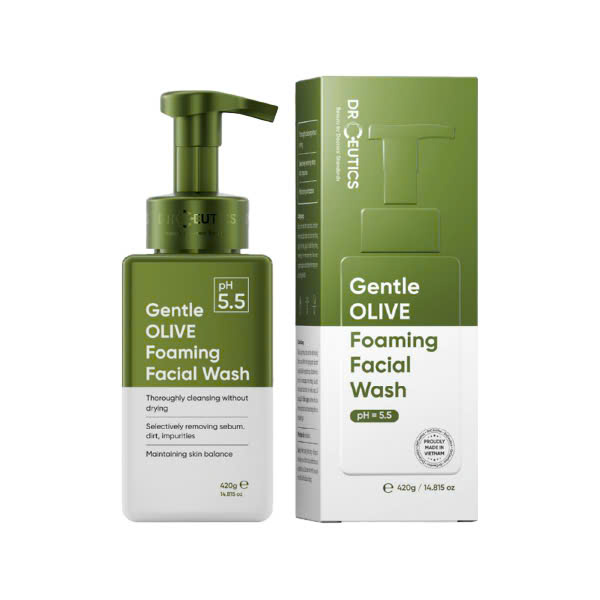 Bọt Rửa Mặt Làm Sạch Dịu Nhẹ DrCeutics Gentle Olive Foaming Facial Wash (420g)
