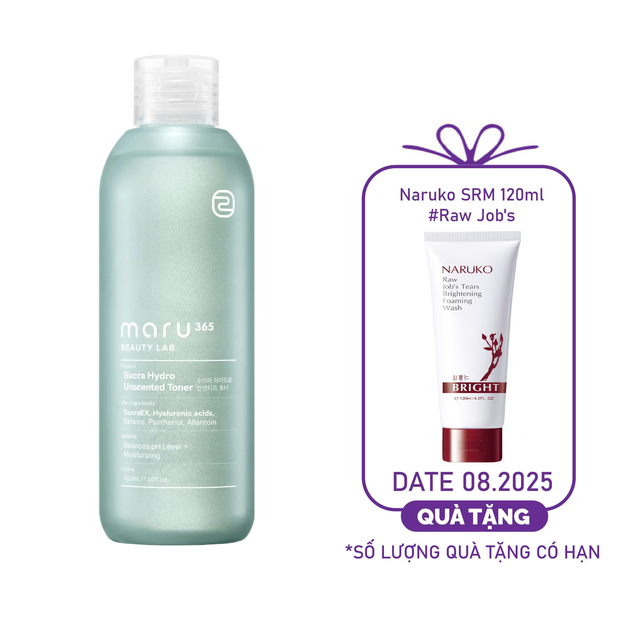 Nước Cân Bằng Cấp Nước Dịu Nhẹ MARU365 Beauty Lab Sucra Hydro Unscented Toner (210ml)