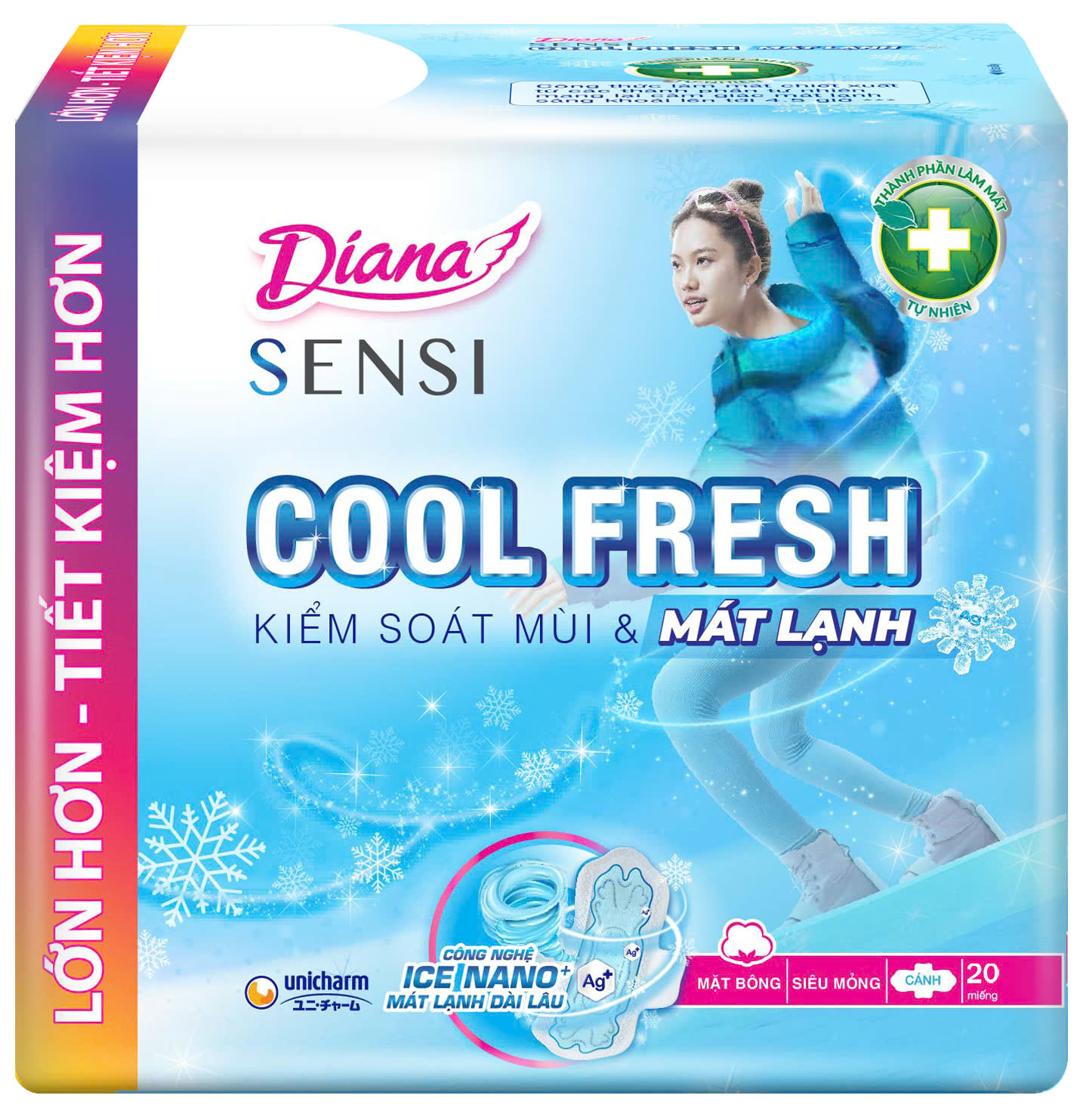 Băng Vệ Sinh Diana Sensi Cool Fresh Mát Lạnh Siêu Mỏng Cánh 20M
