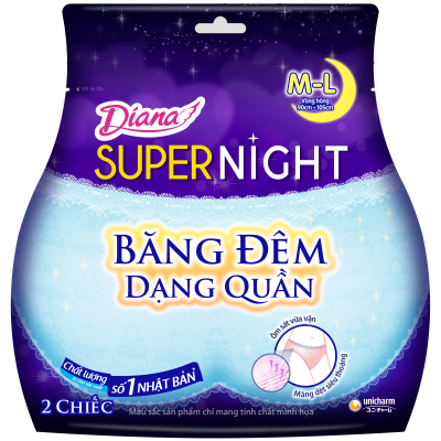 Băng Vệ Sinh Diana Dạng Quần Ban Đêm Size M-L 2 Chiếc/Gói