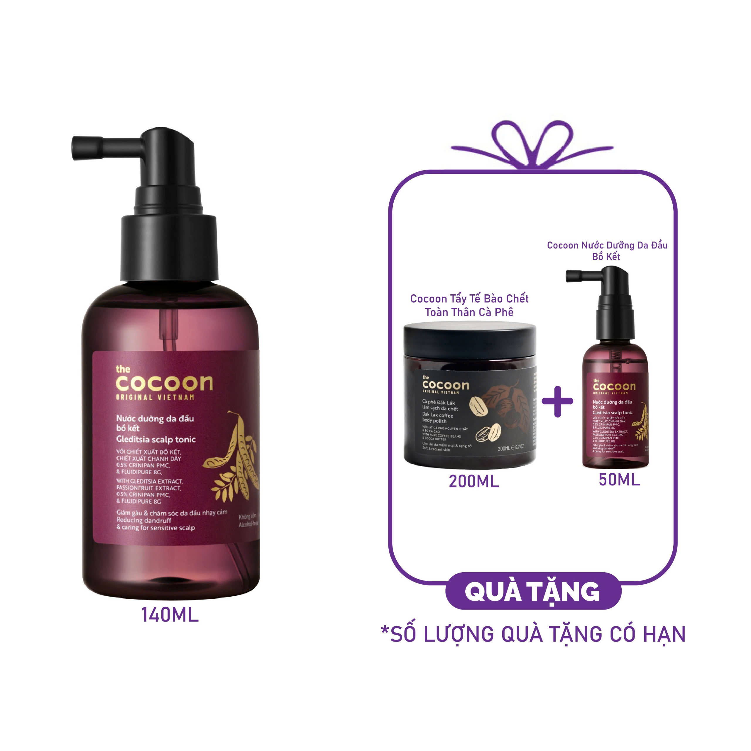 Nước Dưỡng Tóc Cocoon Bồ Kết Giúp Giảm Gàu Cho Da Đầu Nhạy Cảm Gleditsia Scalp Tonic 140ml