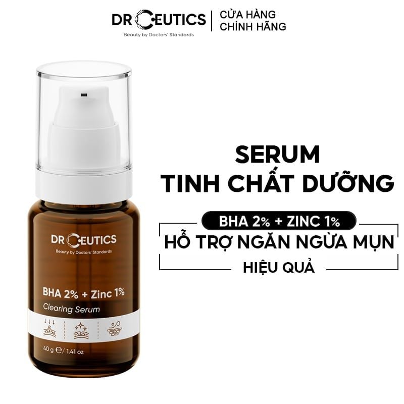 Tinh Chất Hỗ Trợ Giảm Mụn, Kiểm Soát Dầu BHA 2% + Zinc 1% Clearing Serum 40g