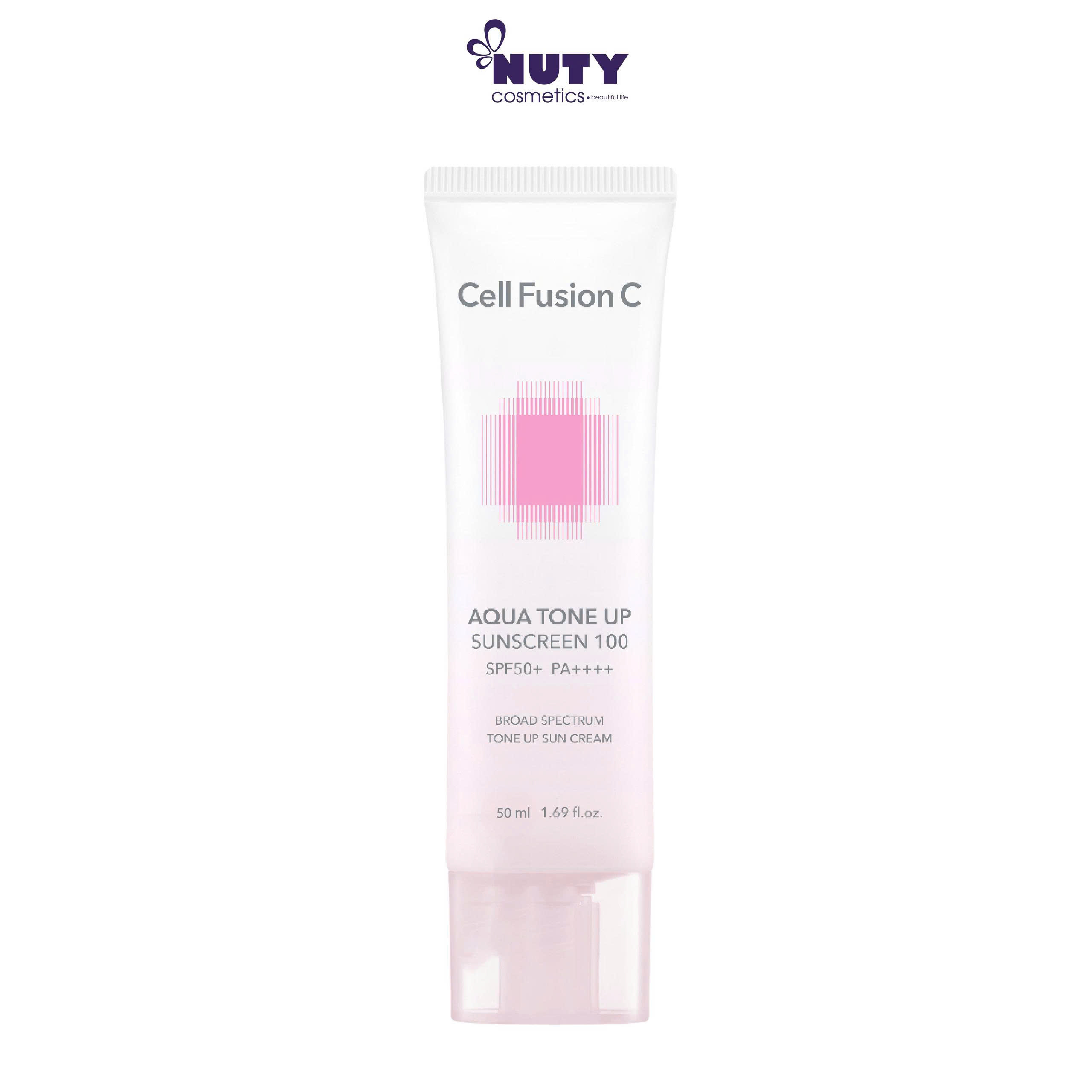 Kem Chống Nắng Cell Fusion C Nâng Tông Cấp Ẩm Aqua Tone Up 100 Sunscreen SPF 50+ PA++++ 50ml