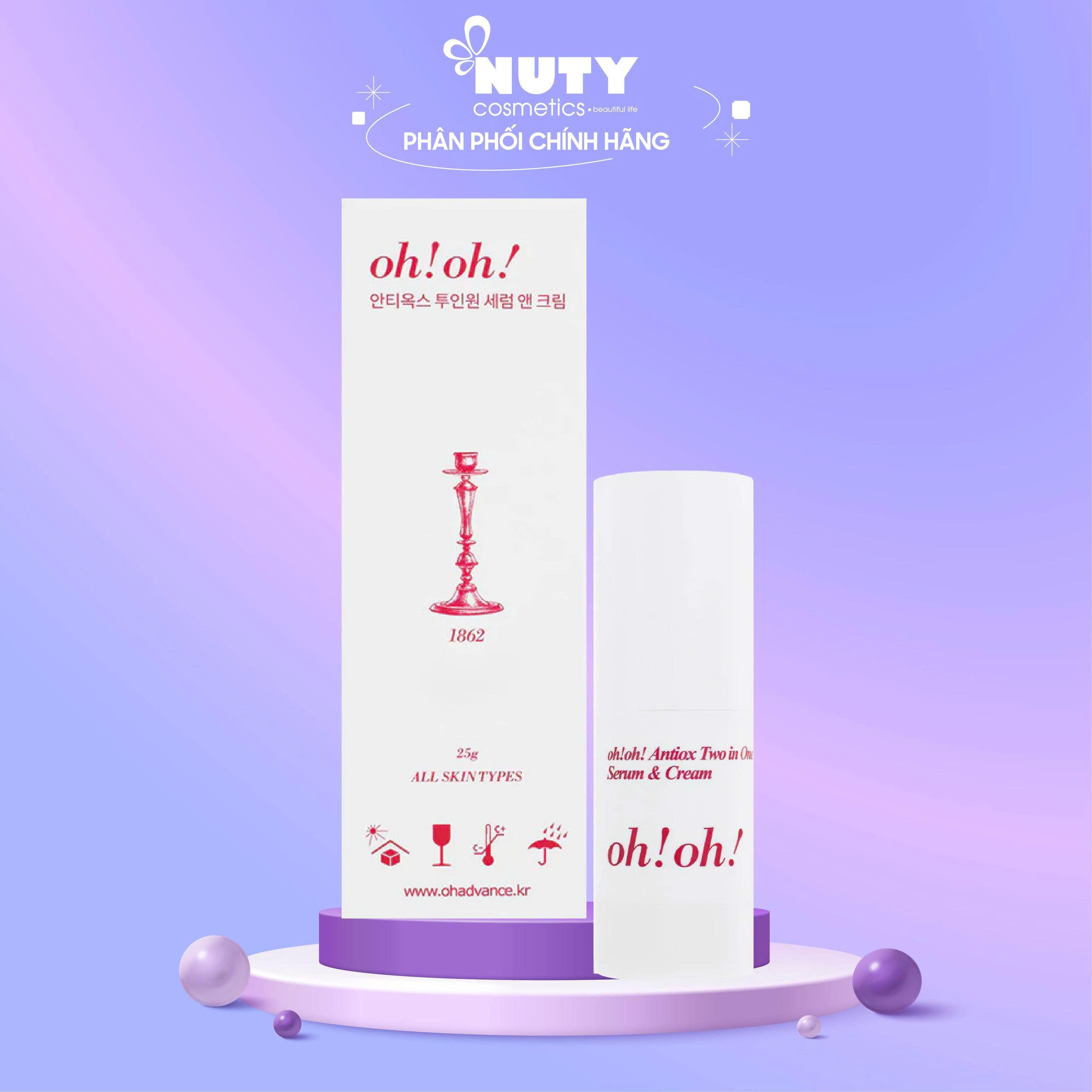 Tinh Chất Dạng Kem Giúp Dưỡng Ẩm Hỗ Trợ Chống Oxy Hóa & Làm Sáng Da Oh!Oh! Antiox Two in One Serum & Cream 25g