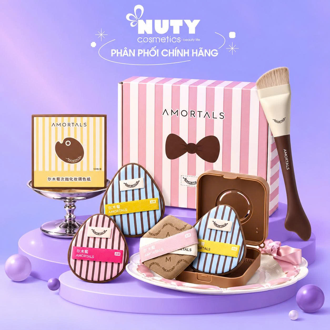 Bộ Bông Mút & Cọ Tán Nền Dùng Ướt Amortals OK Foundation Tool Set Amortals OK Foundation Tool