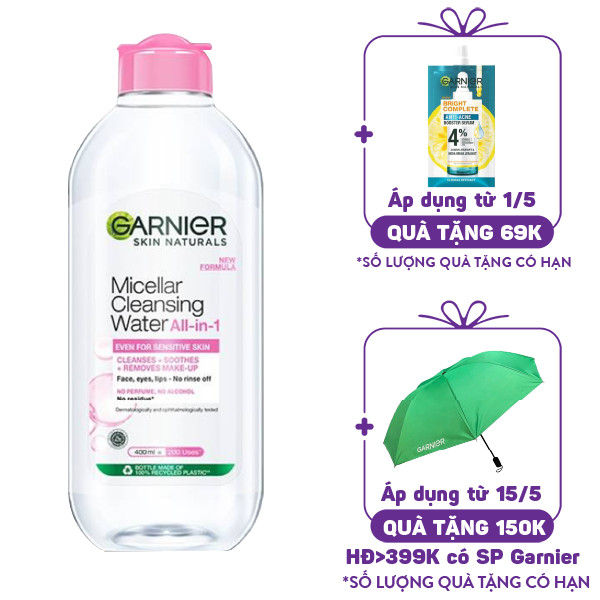 Nước Tẩy Trang Dành Cho Da Nhạy Cảm Garnier Micellar Cleansing Water Even For Sensitive Skin (400ml)