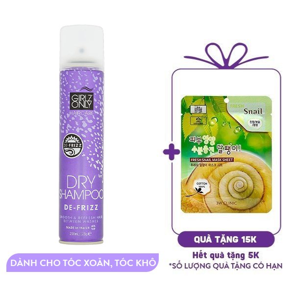 Dầu Gội Khô Girlz Only Dry Shampoo De-Frizz (200ml)