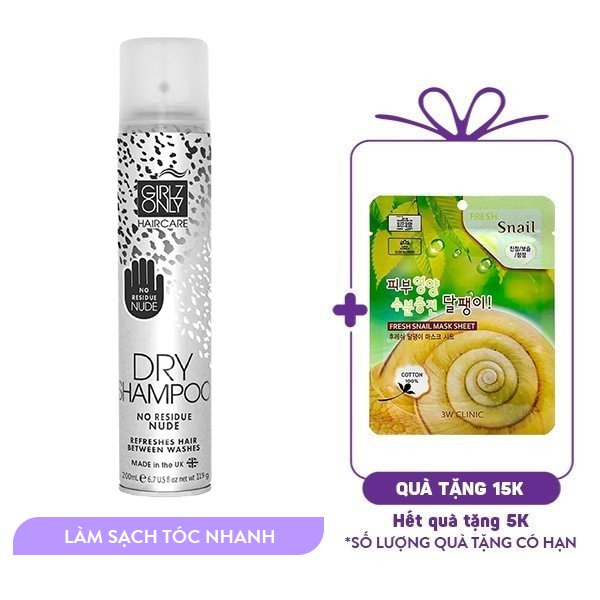 Dầu Gội Khô Girlz Only Dry Shampoo No Residue Nude (200ml)